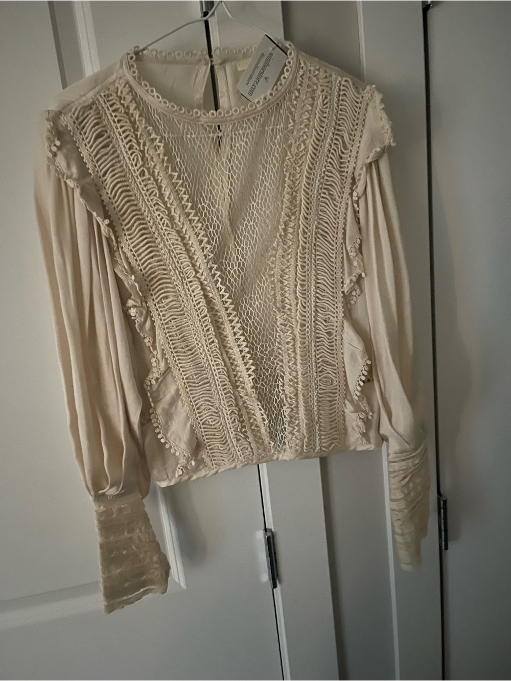 Windsor Cream Crochet & Lace Long-Sleeve Blouse